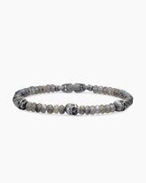 Memento Mori Skull Station Bracelet in Sterling Silver with Labradorite, 6mm